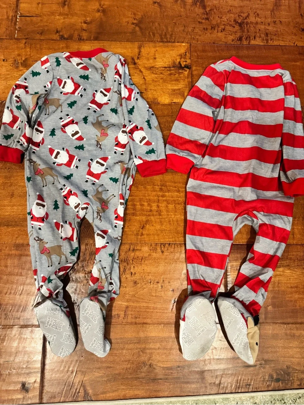 Carter's Red & Gray Holiday Footed One-Pieces - 2T